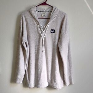 Victoria's secret Pink light gray pullover shirt with hoodie